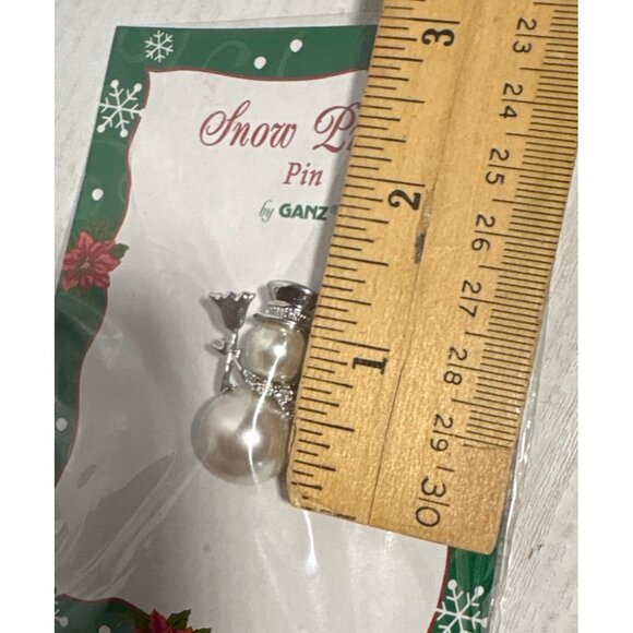 Ganz Decorative Christmas Brooch Snow Pretty Snowman Pearl Pin Rhinestones 1.25" - Picture 5 of 5